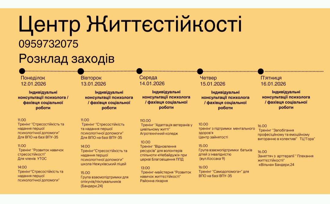 Центр життєстійкості Стрийської громади запрошує до участі у заходах