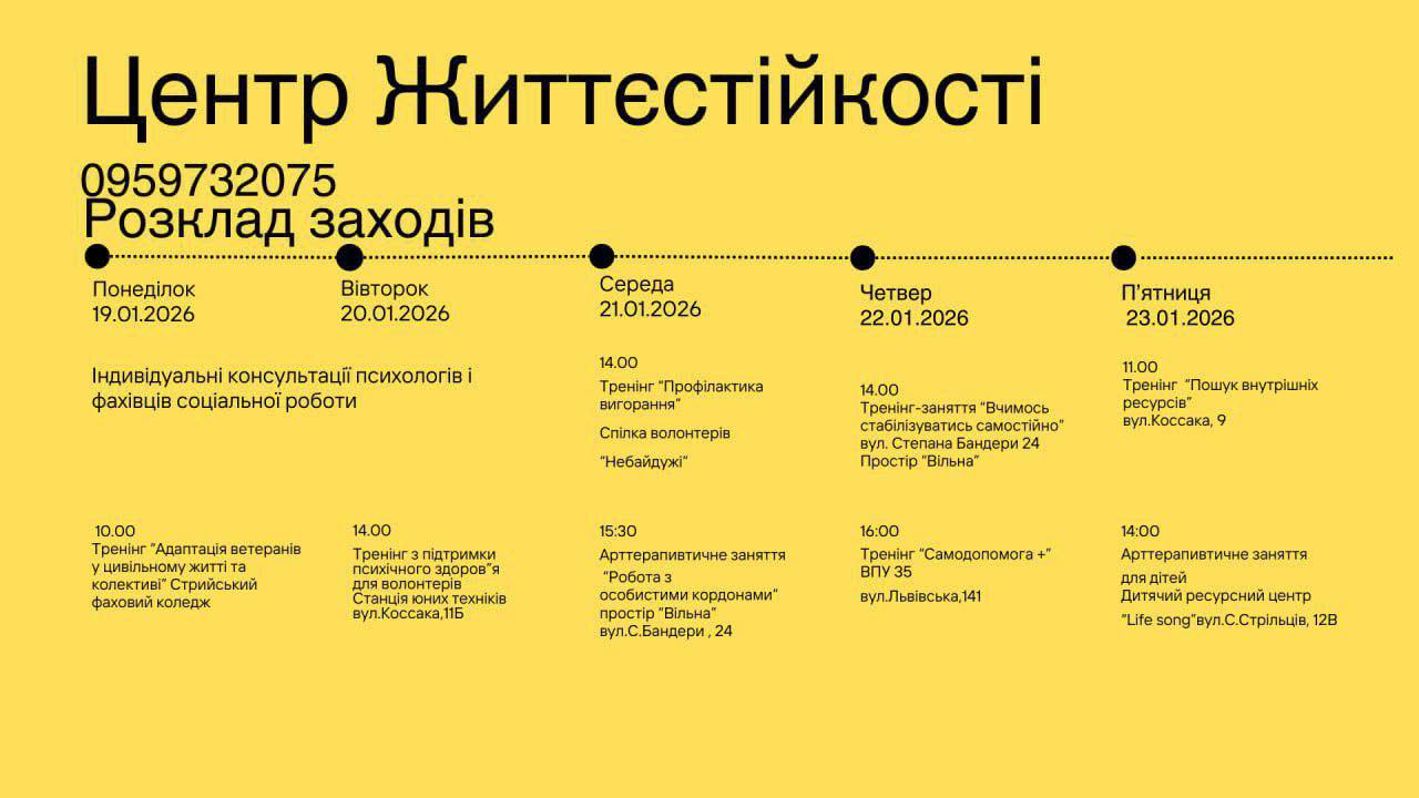 Центр життєстійкості Стрийської громади запрошує до участі у заходах