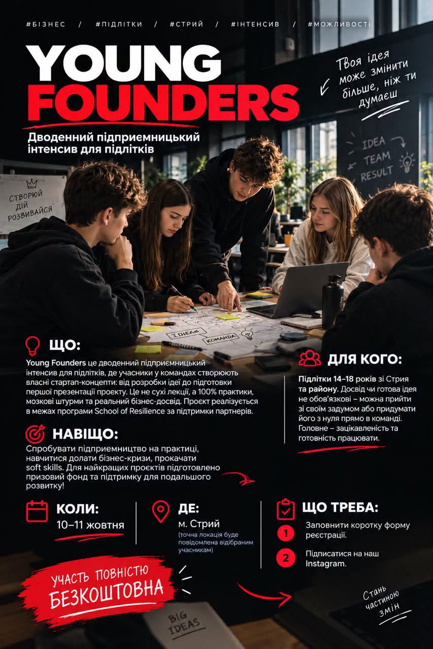 Young Founders – молодіжна ініціатива, дводенний підприємницький інтенсив для підлітків